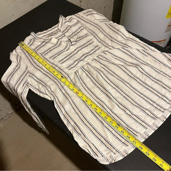 LOFT Blouse NWT Womens Medium White Striped Rayon Balloon Sleeve V Neck - Picture 11 of 11